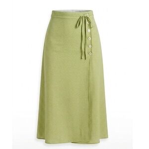 Rouje Paris Gloria‎ Midi Wrap Skirt Green White Polka Dot Size 34 EU US 2 Pastel